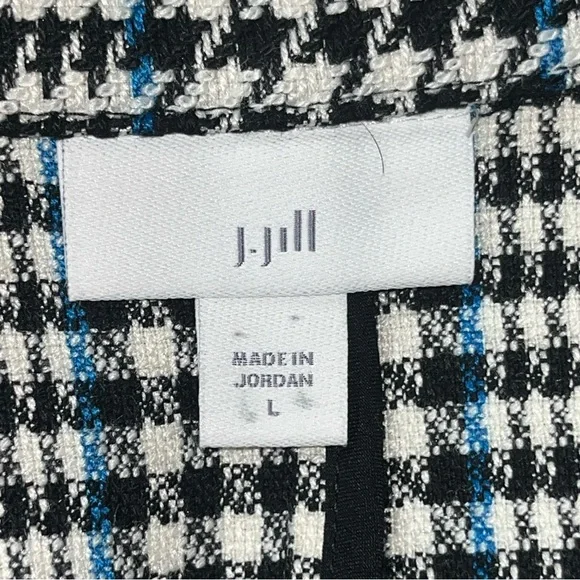 J Jill Long Plaid Duster Open Front Tunic Overcoat Sz L - Picture 8 of 9